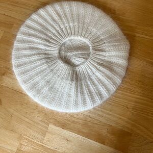 Cozy Angora Light Cream Knit Beret